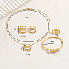 Rectangle Stainless Steel & Plastic Bracelets & Earrings & Necklaces & Rings Sets for Women GF9745-2-3