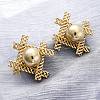 Woven Rhombus with Round Brass Stud Earrings EJEW-R025-02G-2