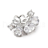 Brass Pave Clear Cubic Zirconia Stud Earring Findings KK-D369-09P-2