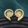 Brass Micro Pave Clear Cubic Zirconia Stud Earrings EJEW-H158-07B-G-2