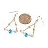 Triangle Iron Chain and Glass Dangle Earrings EJEW-JE05963-03-3