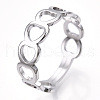 304 Stainless Steel Hollow Out Heart Adjustable Ring for Women RJEW-T027-11P-1