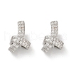 knot Brass Micro Pave Clear Cubic Zirconia Stud Earrings EJEW-F895-16P-4
