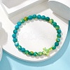Synthetic Ocean White Jade Beads Stretch Bracelets for Women Men BJEW-JB11300-03-1