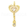 Heart Real 18K Gold Plated Rack Plating Brass Micro Pave Cubic Zirconia Pendants KK-S396-09B-1