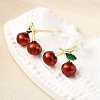 Cherry Brass Enamel Stud Earrings EJEW-U061-01G-2