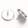 Tarnish Resistant Flat Round 304 Stainless Steel Stud Earring Settings STAS-M227-16mm-2