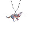 Alloy Colorful Rhinestone Howling Wolf Pendant Necklaces for Kid FS-WG51000-01-2