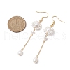 Shell Pearl with Brass Dangle Earrings for Women EJEW-TA00558-3