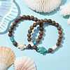 2Pcs 2 Colors Beach Tortoise Synthetic Turquoise Bracelets BJEW-JB10303-2