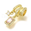 Rack Plating Brass Micro Pave Clear Cubic Zirconia Pendants KK-M309-28G-2