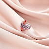 Summer Rhodium Plated 925 Sterling Silver Micro Pave Cubic Zirconia Flower Adjustable Rings for Women RJEW-K274-11P-2