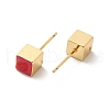 Enamel Cube Stud Earrings EJEW-P210-02G-02-2