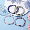 4Pcs 4 Styles 8mm Round Natural Rose Quartz & Blue Aventurine & Flower Amazonite & Amethyst Beaded Stretch Bracelets BJEW-TA00508-2