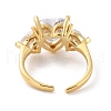 Sparkling Heart Cubic Zirconia Cuff Ring for Valentine's Day RJEW-C017-06G-01-RS-2