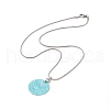 Natural Shell Flat Round Pendant Necklace with Round Snake Chains NJEW-JN04219-1