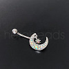 316L Surgical Stainless Steel Micro Pave Clear AB Cubic Zirconia Curved Barbell Belly Rings FS-WG2C48B-01-1