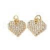 Brass Micro Pave Clear Cubic Zirconia Heart Pendants ZIRC-I071-19G-1