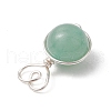 4Pcs 4 Styles Natural Rose Quartz & Green Aventurine & Amethyst & Carnelian Copper Wire Wrapped Heart Ball Pendants PALLOY-TA00215-02-5