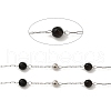 Natural Black Agate Round Beaded Chains CHS-B004-08P-2