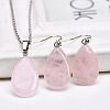 Teardrop Natural Rose Quartz Pendant Necklaces & Dangle Earrings Sets FS-WGAC060-01-1