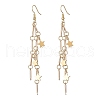 Brass Bar Link Chain with Star Dangel Earrings EJEW-JE06458-01-3