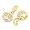 Brass Micro Pave Cubic Zirconia Ring with Hamsa Hand European Dangle Charms KK-D325-08G-2