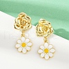 Daisy Flower Brass Dangle Stud Earrings EJEW-S277-04G-3