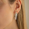 925 Sterling Silver Rectangle Dangle Stud Earrings EJEW-Z041-13G-3