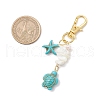 Starfish & Sea Turtle Synthetic Turquoise & Natural White Mother of Pearl Shell Chip Pendant Decorations HJEW-JM03169-02-3