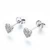 Brass Micro Pave Clear Cubic Zirconia Stud Earrings EJEW-T046-26P-NF-1