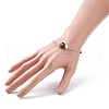 Natural Obsidian & Evil Eye Lampwork & Natural Pearl Beaded Bangle BJEW-JB08463-06-3