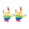 Rainbow Color Pride Alloy Enamel Pendants ENAM-K067-06-1