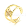 Clear Cubic Zirconia Star Open Cuff Ring for Women ZIRC-P096-13G-1