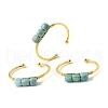 Natural Amazonite Beads Cuff Bangles for Women BJEW-Q035-01G-01-3