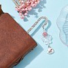 Mother's Day Theme Alloy Heart Pendant Bookmarks with Acrylic Butterfly AJEW-JK00254-2