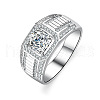 Rhodium Plated 925 Sterling Silver Micro Pave 6.5x3.9mm Cubic Zirconia Finger Rings WGBE16F-18-4