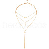 3-layer Alloy Column & Flat Round Pendant Necklaces for Women WG7240D-02-3