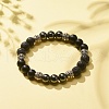 Natural Lava Rock & Synthetic Black Stone & Hematite Stretch Bracelet BJEW-JB08169-2