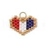 Handmade Glass Seed Beaded Heart Charms PALLOY-MZ00620-01-1