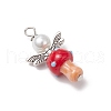 Handmade Lampwork Beads with Glass Pearl Round Bead Pendants PALLOY-MZ00696-5