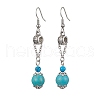 Synthetic Blue Turquoise Dangle Earrings EJEW-JE05621-02-1