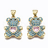 Brass Micro Pave Clear Cubic Zirconia Pendants ZIRC-S067-044C-NR-1