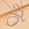 Teardrop & Flower Alloy Crystal Rhinestone Pendant Necklace & Stud Dangle Earrings & Bracelets Sets FS-WGA0F52-01-1