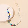 Evil Eye Resin and Plastic Imitation Pearl Round Beaded Necklaces for Women FS-WG93D78-01-4