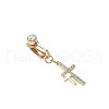 Double Cross 304 Stainless Steel Micro Pave Clear Cubic Zirconia Clip on Belly Rings FS-WG825E4-01-5