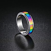 Rainbow Color Pride Flag Enamel Rectangle Rotating Ring RABO-PW0001-038C-2
