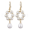 Plastic Pearl with Brass Dangle Earrings for Women EJEW-JE05991-1