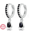 925 Sterling Silverr Micro Pave Cubic Zirconia Geometric Teardrop Hoop Earrings JL9080-6-1