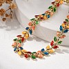Butterfly Brass Enamel Links Bracelets for Women BJEW-B125-01G-2